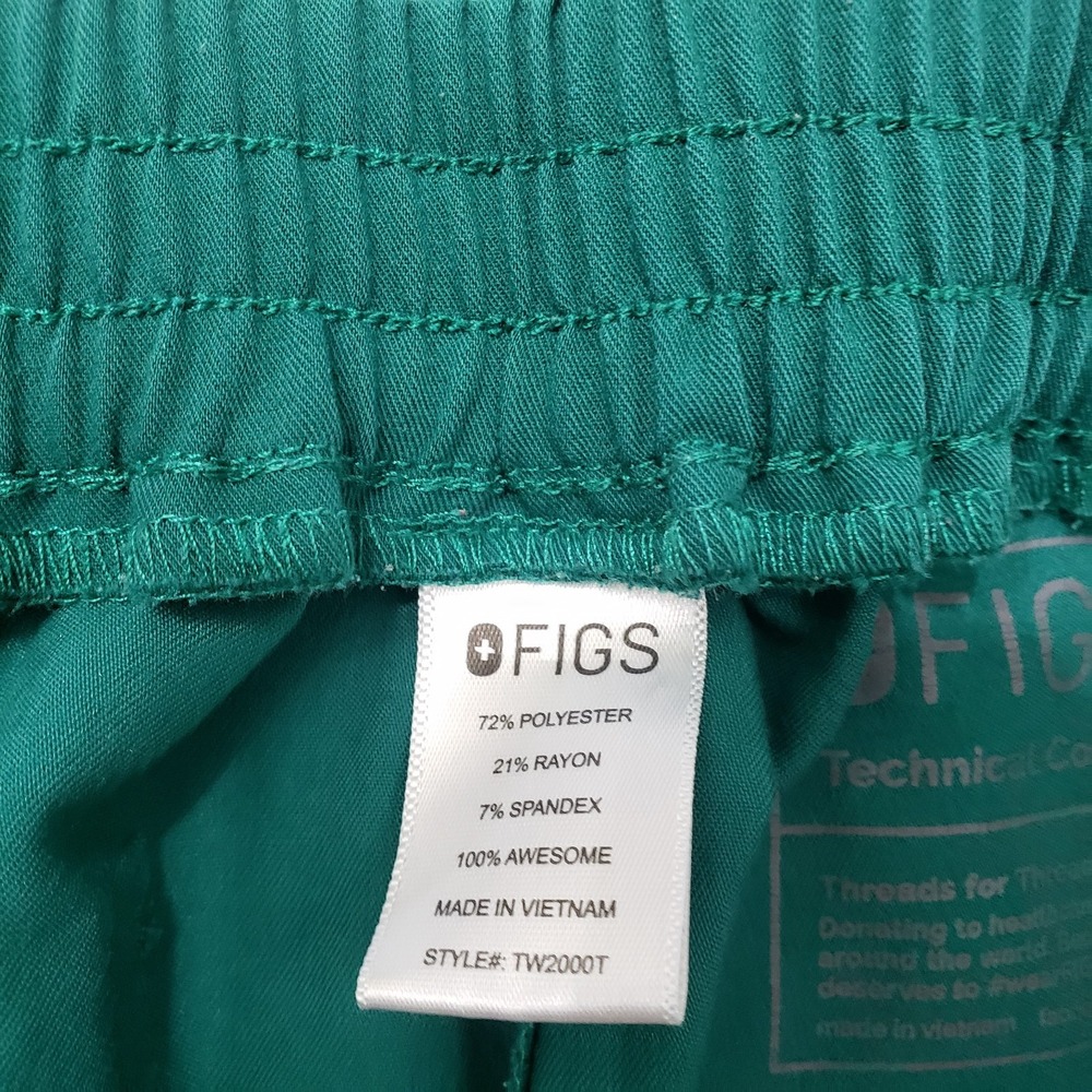 Figs Scrub Bottoms Womens Small Green Yola Skinny Medical Pockets Drawstring - Picture 6 of 11